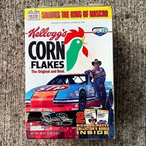 Vintage Collectible Kellogg's Corn Flakes Richard Petty Cereal Box Combo - Picture 2 of 9